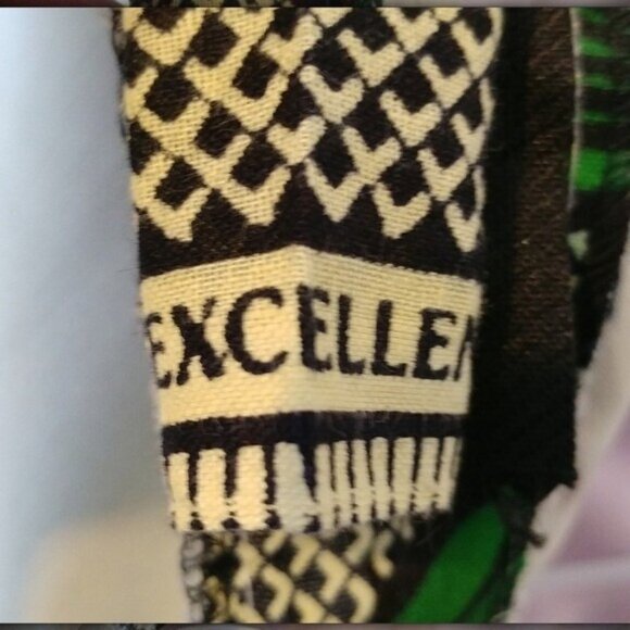 Excellent Women's Green Japanese Fans Print Jeweled Button Midi Skirt Size S - Picture 3 of 9